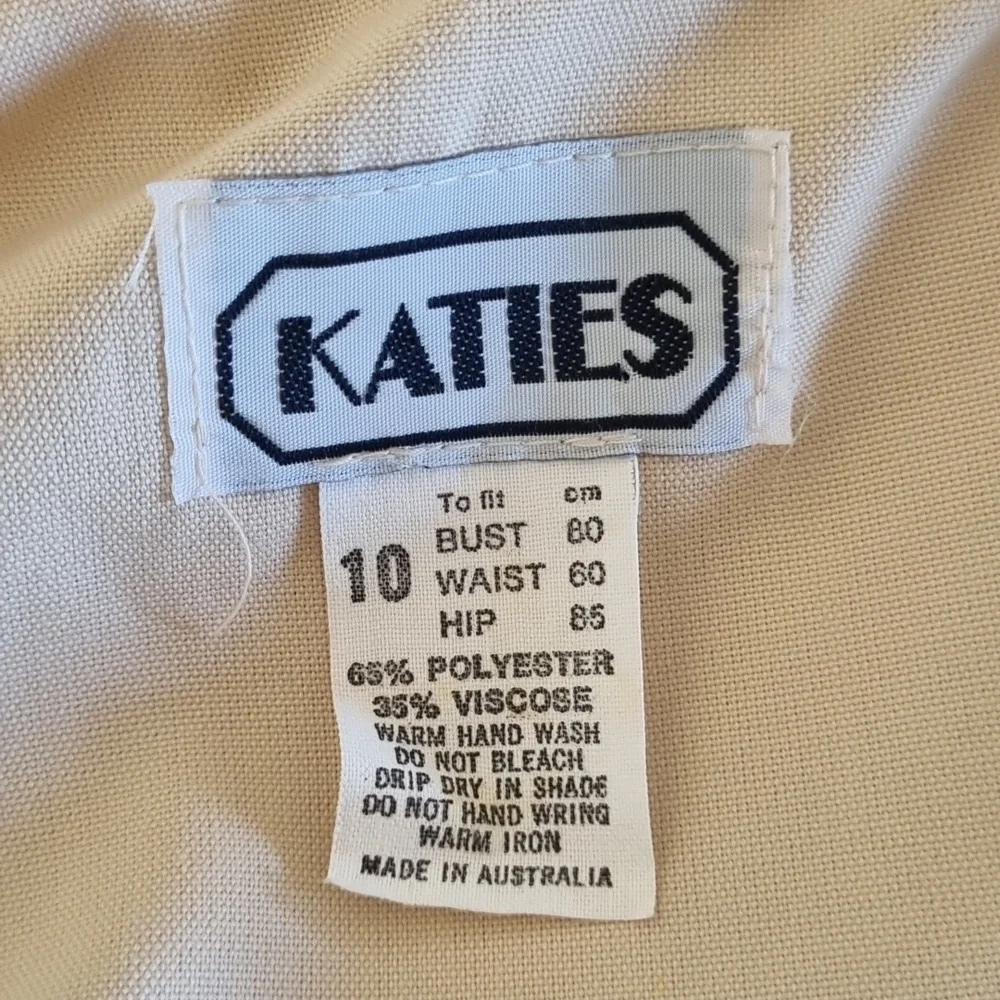 Katies, vintage cream/black panel midi dress, with belt, size 10 - Picture 7 of 7